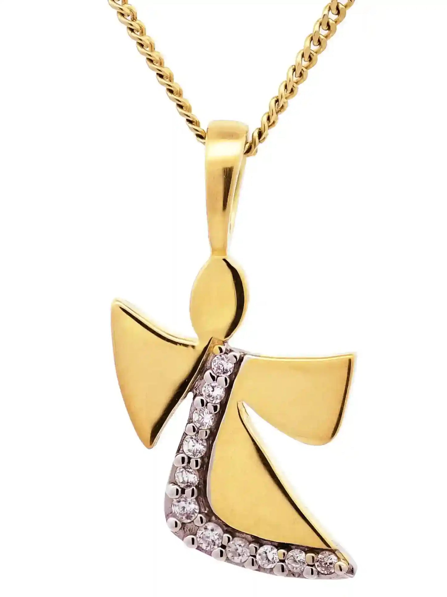 Anhänger Engel Zirkonia massiv 925 Sterlingsilber goldplattiert