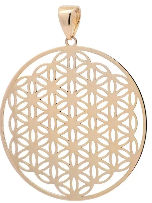 Anhänger für Halskette Blume des Lebens echt massiv 585-14 Karat Gold