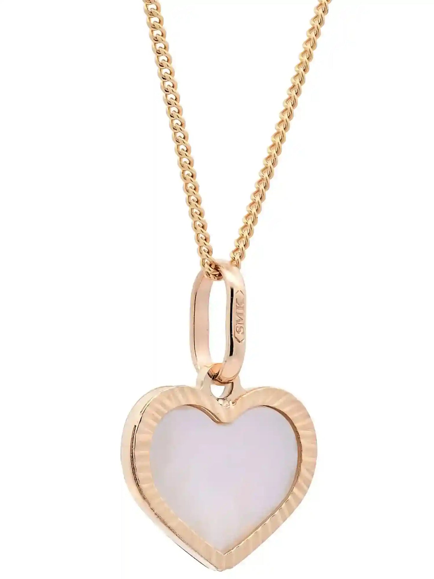 Anhänger für Halskette Herz klein Perlmutt massiv 585-14 Karat Gold