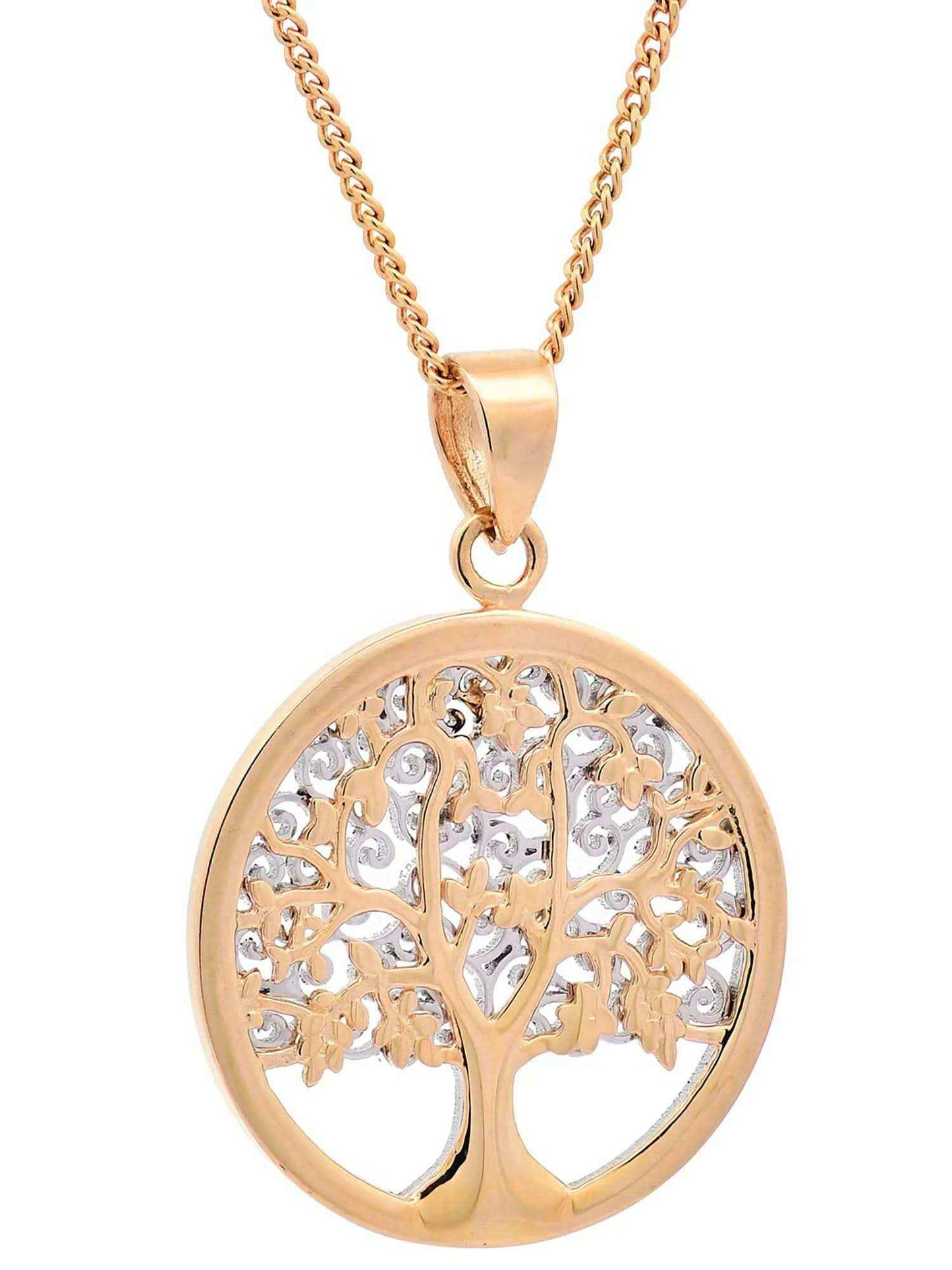 Anhänger für Halskette Lebensbaum echt massiv 585-14 Karat Gold