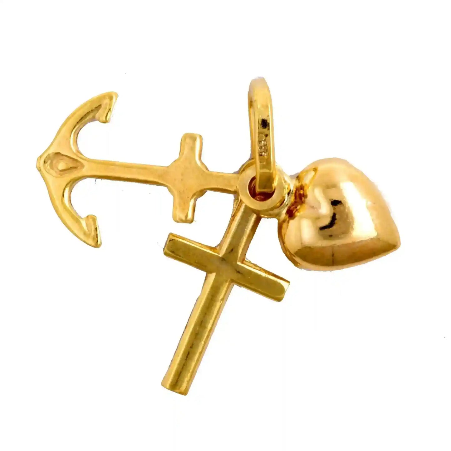 Anhänger Glaube-Liebe-Hoffnung 333 8K Gold mit massiver Goldkette