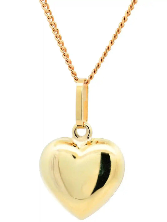 Anhänger Herz  585-14 Karat Gold mit vergoldeter Silberkette