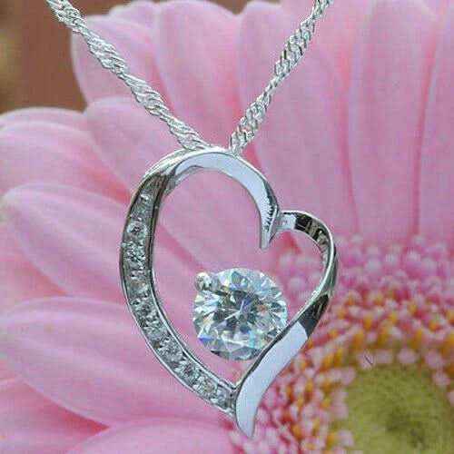 Anhänger Herz mit weißem Zirkonia Crystal mit Singapurkette 925 Silber