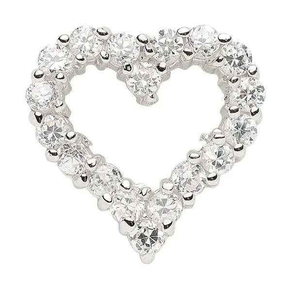 Anhänger Herz mit Zirkonia Kettenanhänger aus massiv 925 Sterlingsilber rhodiniert