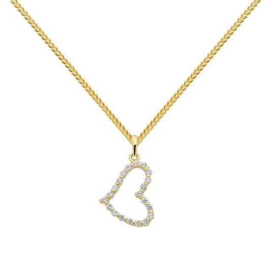 Anhänger Herz mit Zirkonia mit Kette 1,1 mm 333-8 Karat Gold - Firma Holzenplotz - Silberketten-Goldketten.de