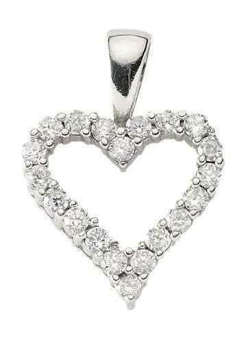 Anhänger Herz aus Silber mit Zirkonia aus massiv 925 Sterlingsilber rhodiniert