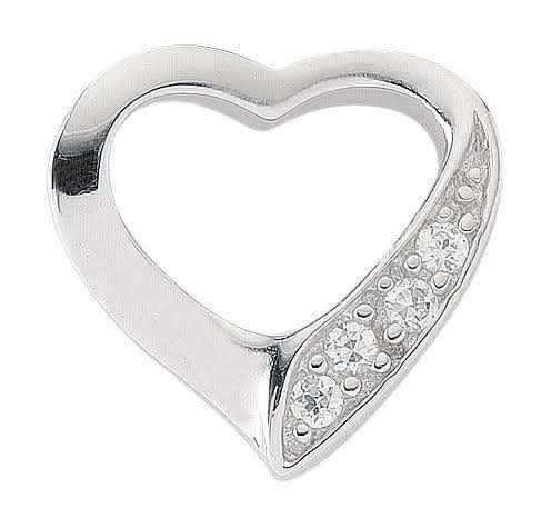 Anhänger Herz Swingheart mit Zirkonia aus massiv 925 Sterlingsilber rhodiniert