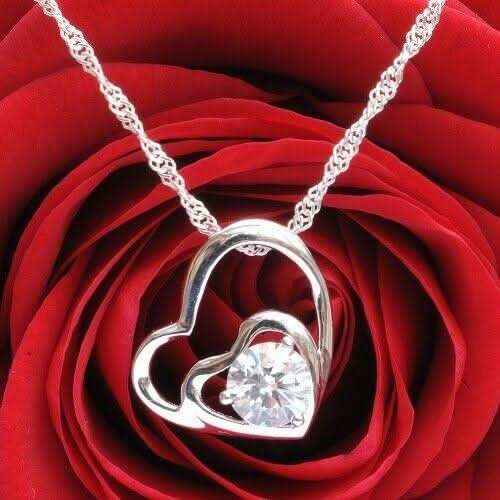 Anhänger Herz Zirkonia Crystal mit Singapurkette 925 Silber