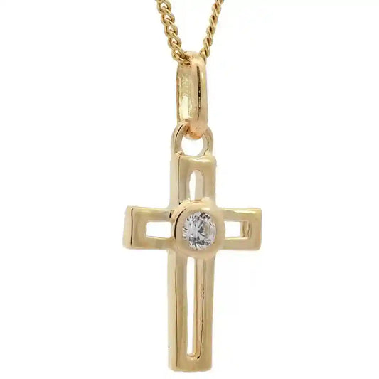 Anhänger Kreuz 333 Gold mit Zirkonia Stein 333 8K Gold mit  Goldkette