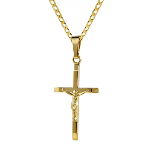 Anhänger Kreuz 375 9 Karat Gold mit Kette 2,6 mm 333 Gold 55 cm