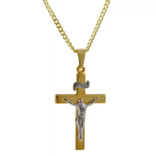 Anhänger Kreuz 585 14 Karat Gold mit massiver Goldkette 2,6 mm