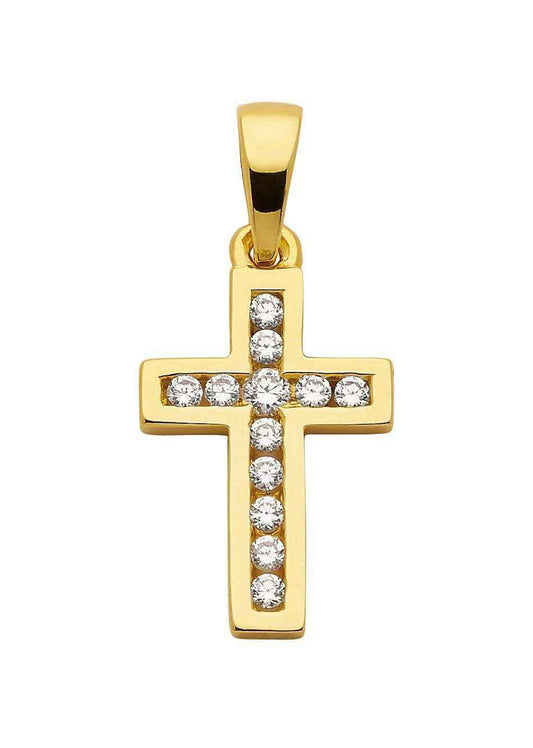 Anhänger Kreuz  925 Silber vergoldet mit Zirkonia