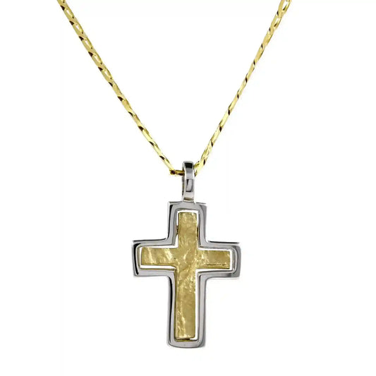 Anhänger Kreuz gehämmert mit massiver Goldkette 2,6 mm 45 cm