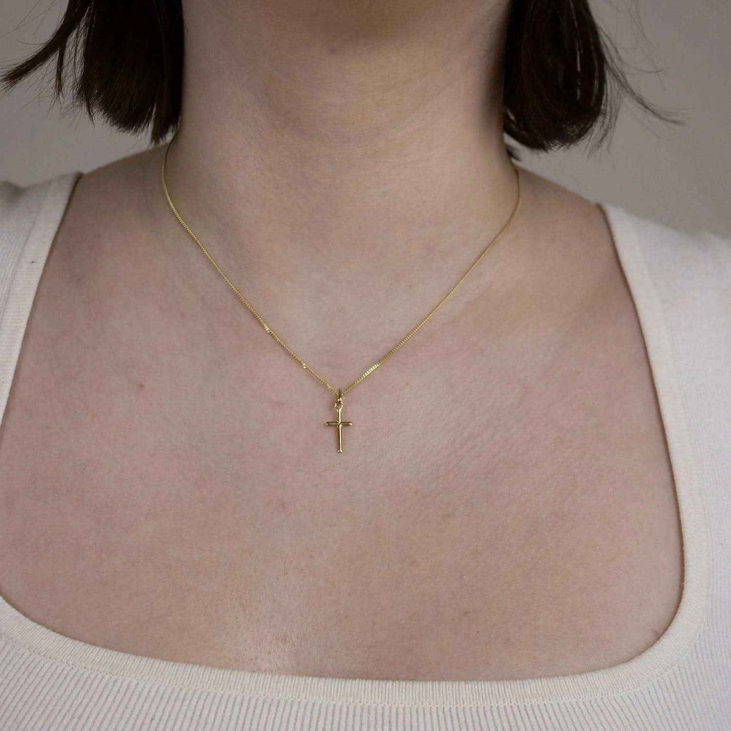 Anhänger Kreuz massiv 333 -8 Karat Gold mit vergoldeter Silberkette