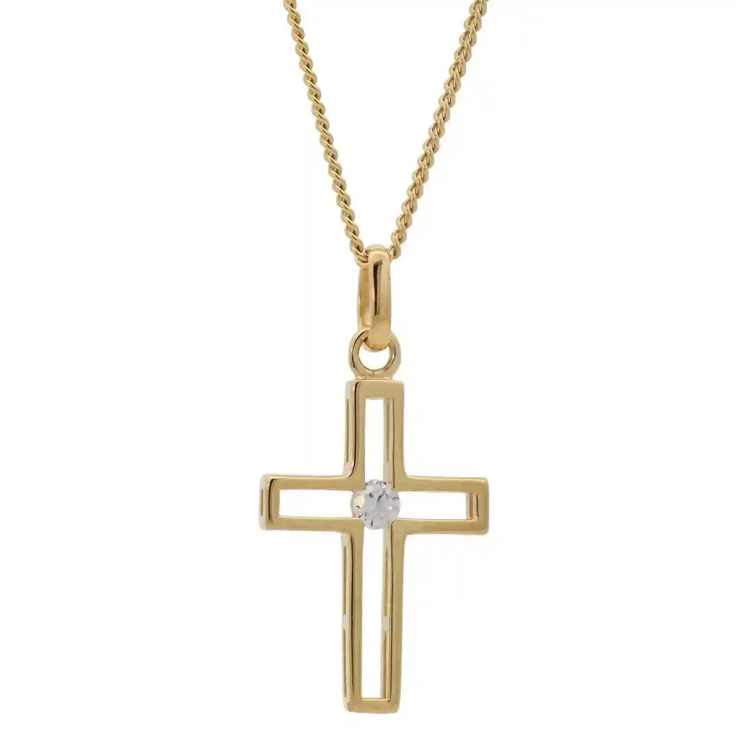 Anhänger Kreuz massiv 333 -8 Karat Gold mit vergoldeter Silberkette