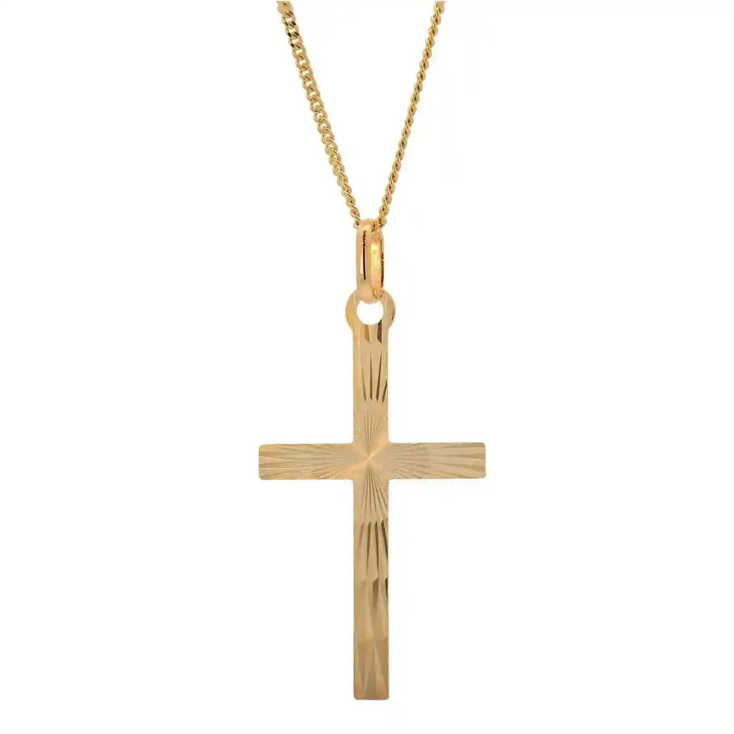 Anhänger Kreuz massiv 333 -8 Karat Gold mit vergoldeter Silberkette
