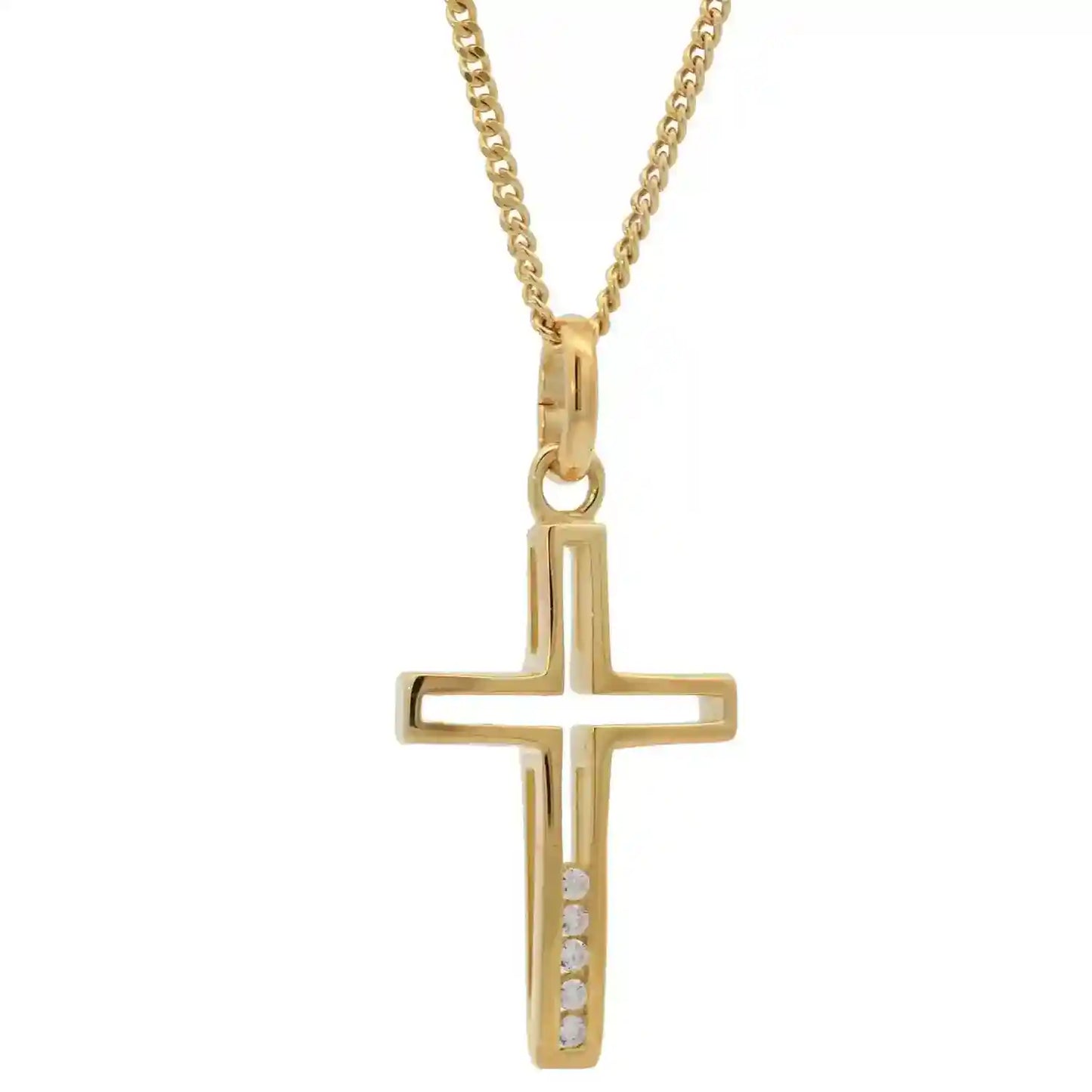 Anhänger Kreuz massiv 333 -8 Karat Gold mit vergoldeter Silberkette