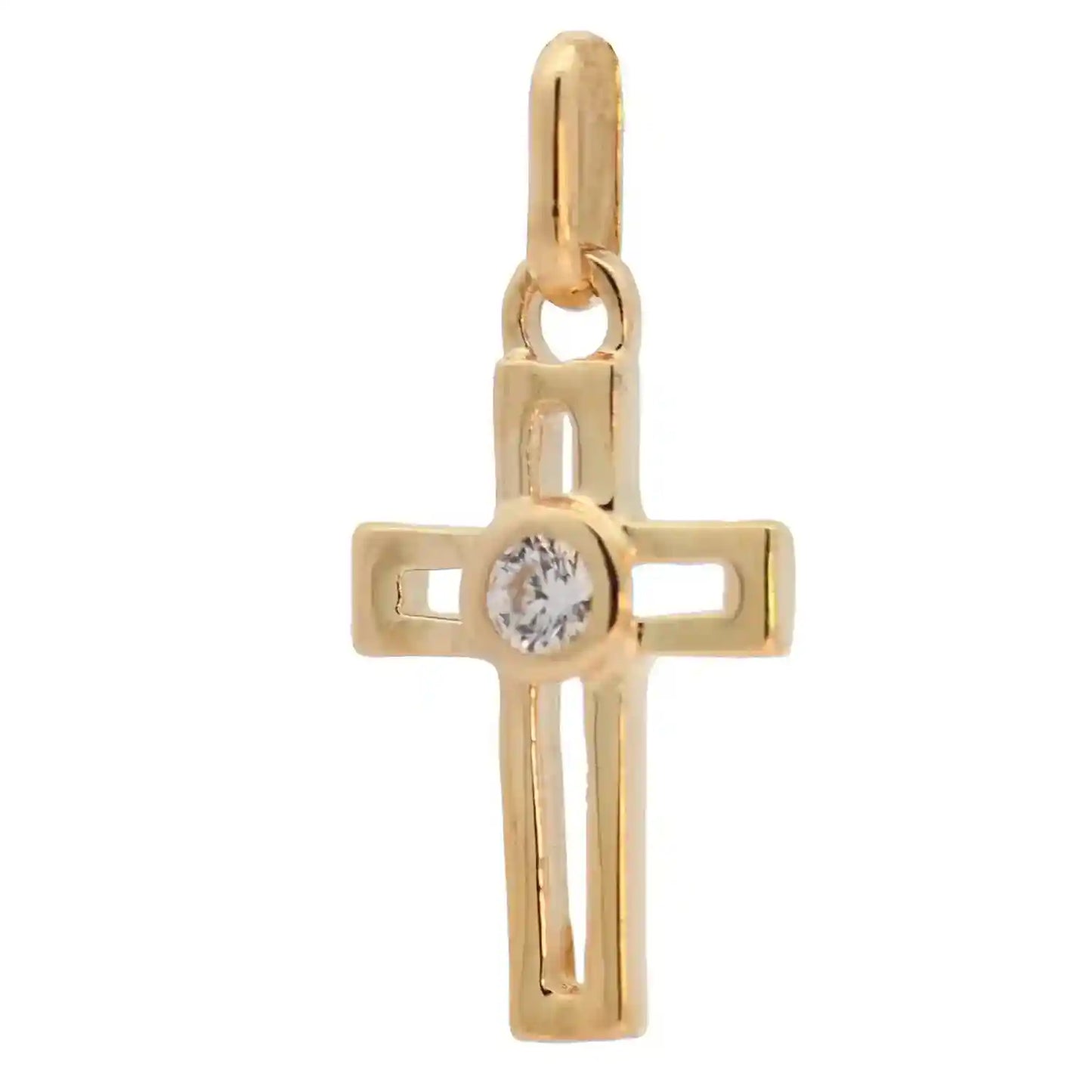 Anhänger Kreuz massiv 333 -8 Karat Gold mit vergoldeter Silberkette