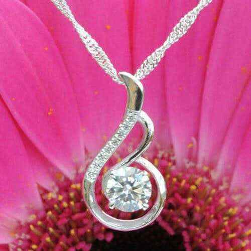 Anhänger mit violettem Zirkonia Crystal mit Singapurkette 925 Silber