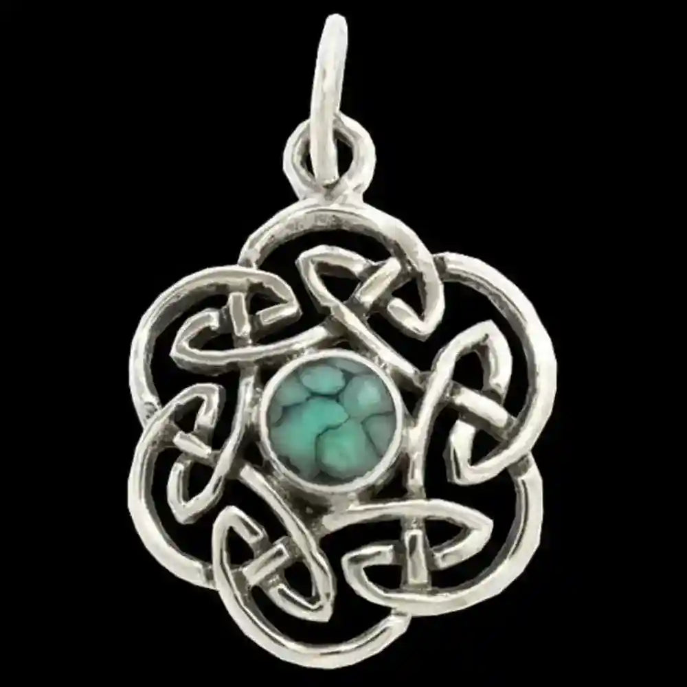 Anhänger Keltischer Knoten mit Türkis 925er Silber - Keltische Knoten - 25x16mm