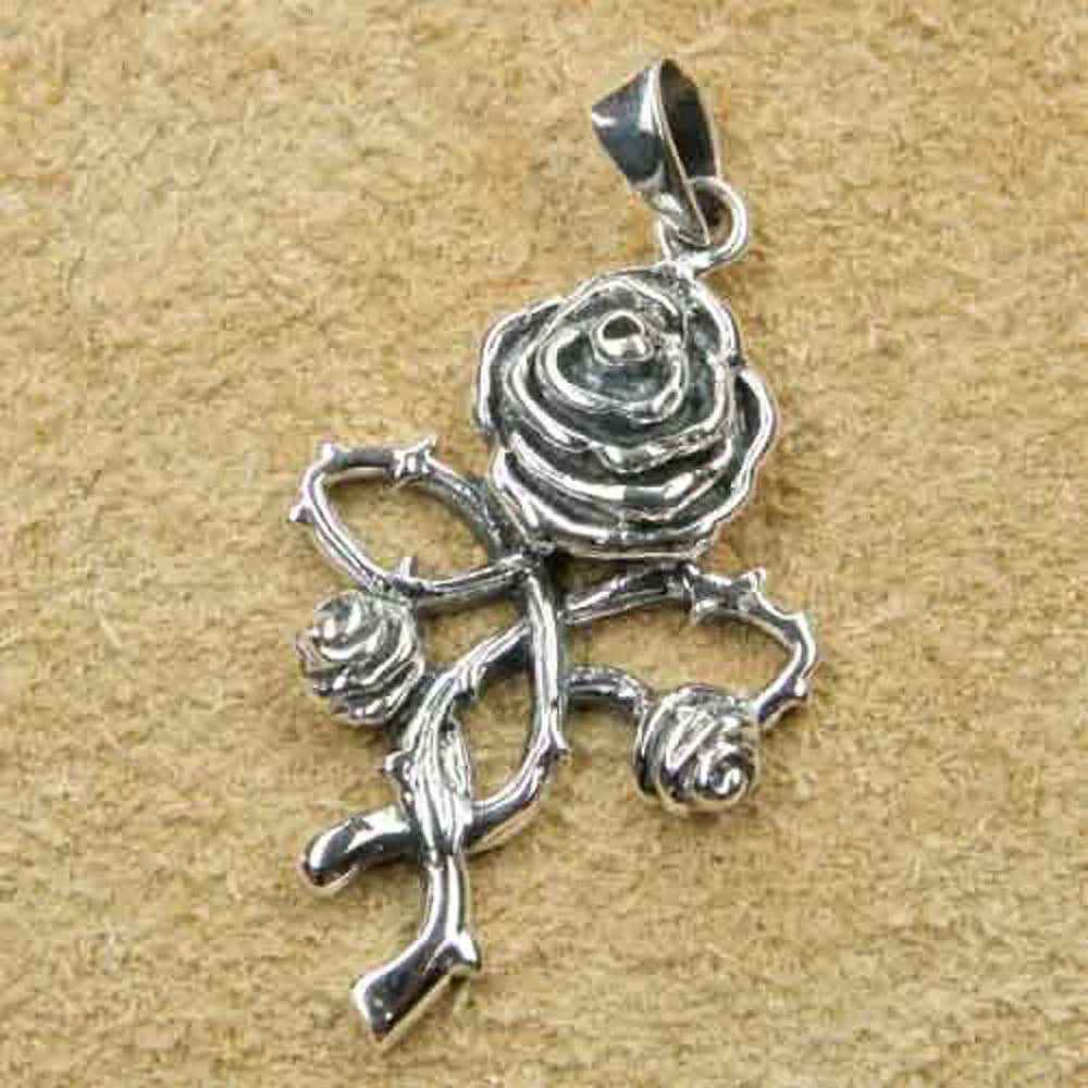 Anhänger Rose Schmuck Gothic Kettenanhänger 925er Silber Silberschmuck 4 cm