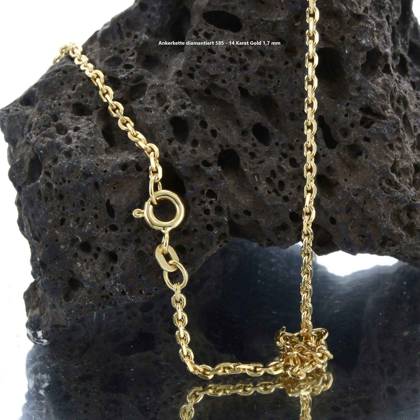 Ankerkette diamantiert Halskette - 585 - 14 Karat Gold - Firma Holzenplotz - Silberketten-Goldketten.de