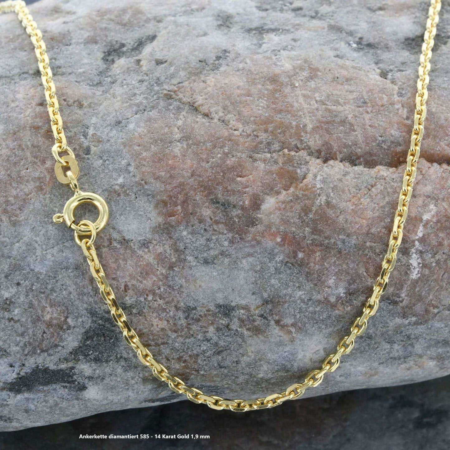 Ankerkette diamantiert Halskette - 585 - 14 Karat Gold - Firma Holzenplotz - Silberketten-Goldketten.de
