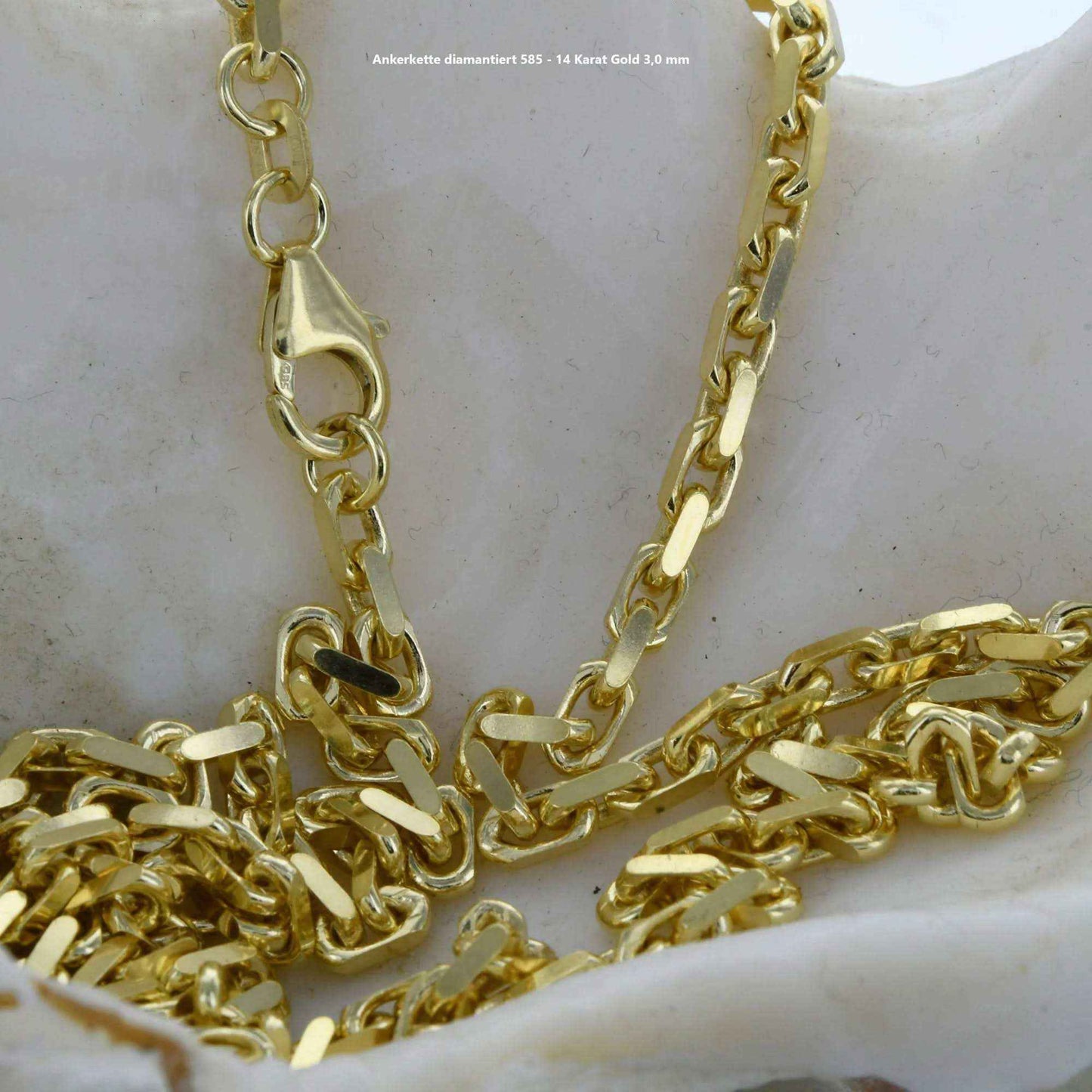 Ankerkette diamantiert Halskette - 585 - 14 Karat Gold - Firma Holzenplotz - Silberketten-Goldketten.de