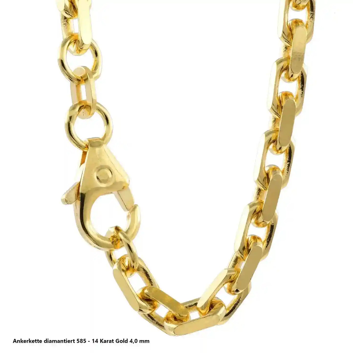 Ankerkette diamantiert Halskette - 585 - 14 Karat Gold - Firma Holzenplotz - Silberketten-Goldketten.de