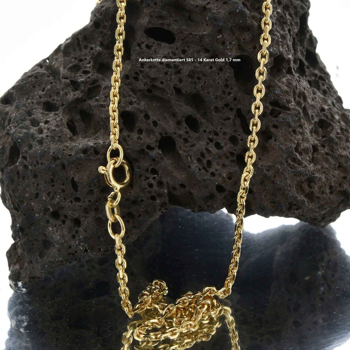 Ankerkette diamantiert Halskette - 585 - 14 Karat Gold - Firma Holzenplotz - Silberketten-Goldketten.de