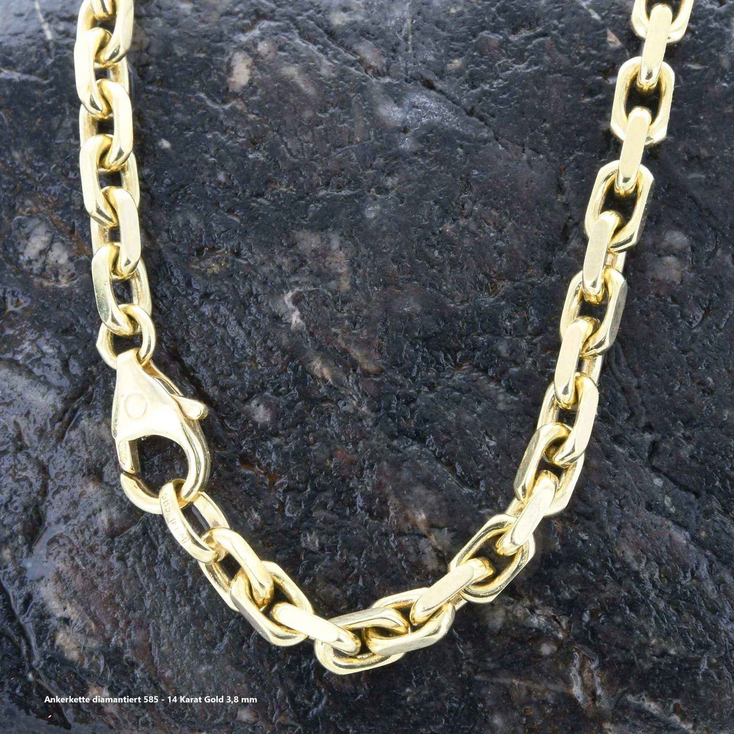 Ankerkette diamantiert Halskette - 585 - 14 Karat Gold - Firma Holzenplotz - Silberketten-Goldketten.de