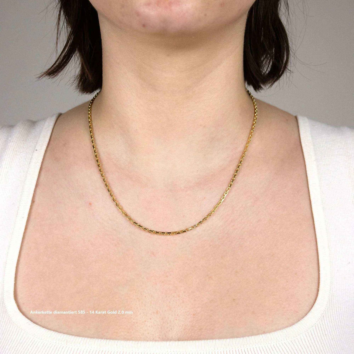 Ankerkette diamantiert Halskette - 585 - 14 Karat Gold - Firma Holzenplotz - Silberketten-Goldketten.de