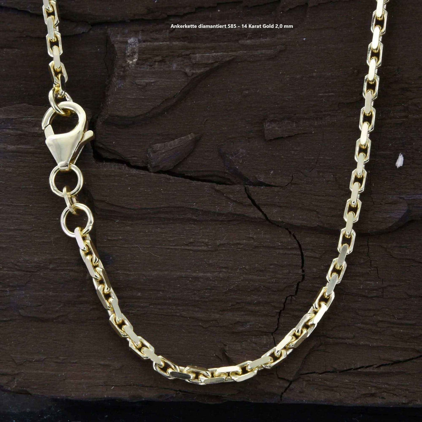 Ankerkette diamantiert Halskette - 585 - 14 Karat Gold - Firma Holzenplotz - Silberketten-Goldketten.de