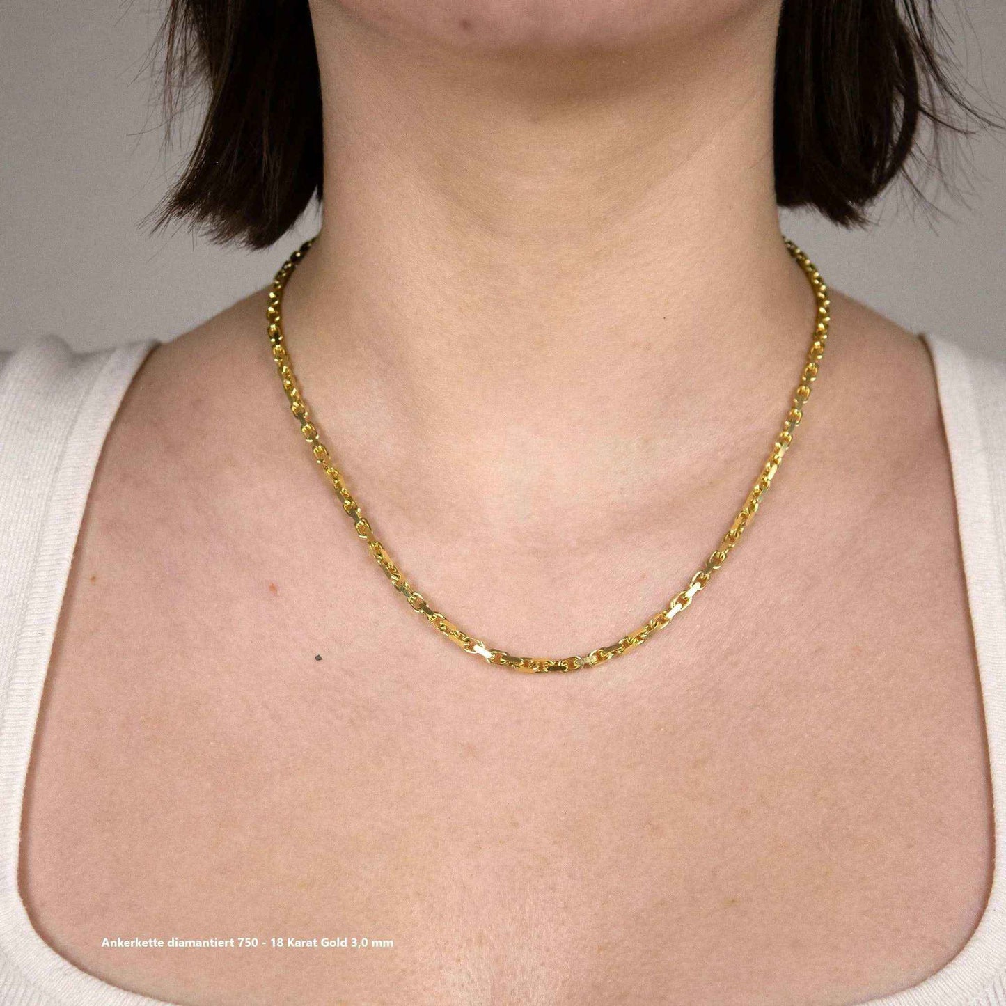 Ankerkette diamantiert Halskette - 750 - 18 Karat Gold