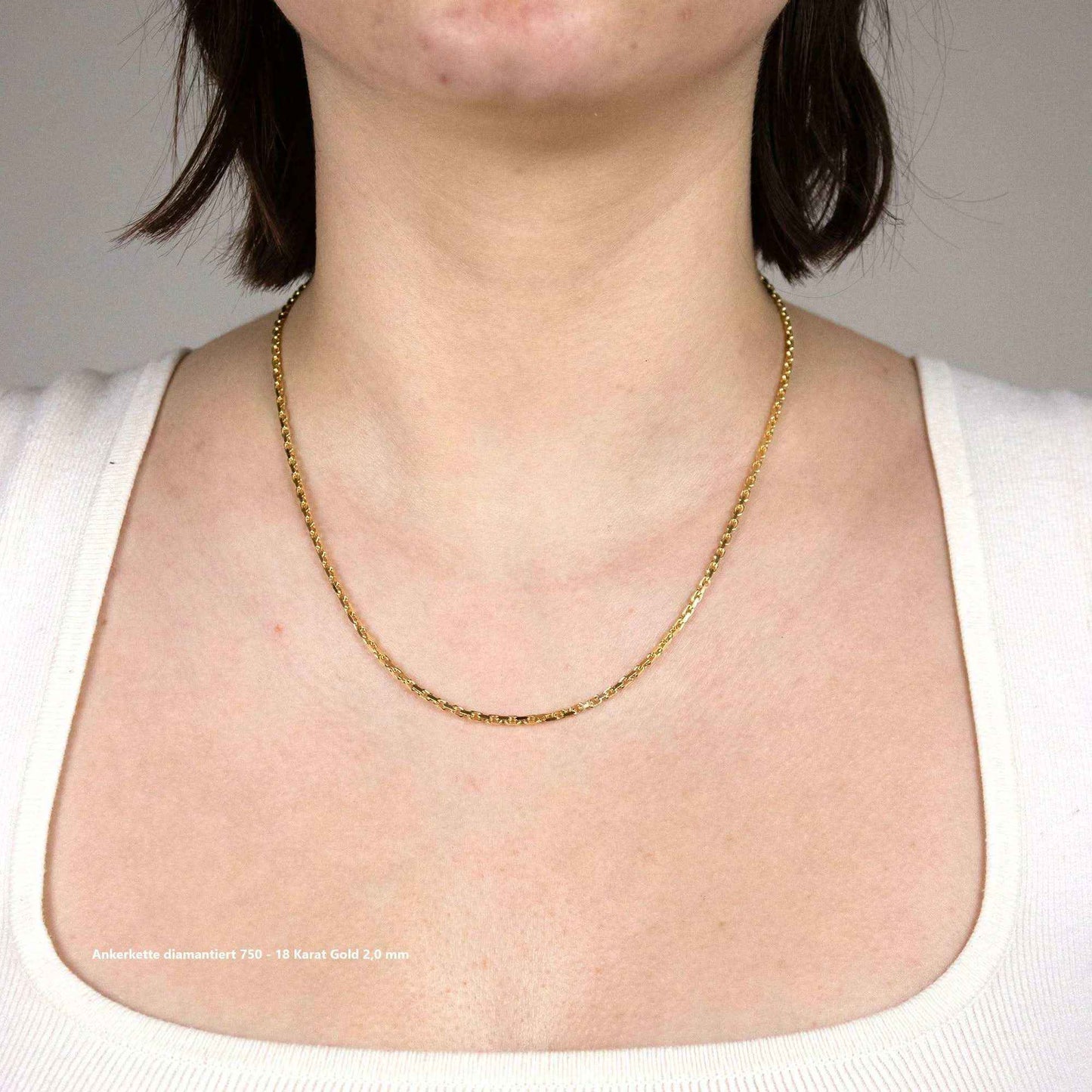 Ankerkette diamantiert Halskette - 750 - 18 Karat Gold