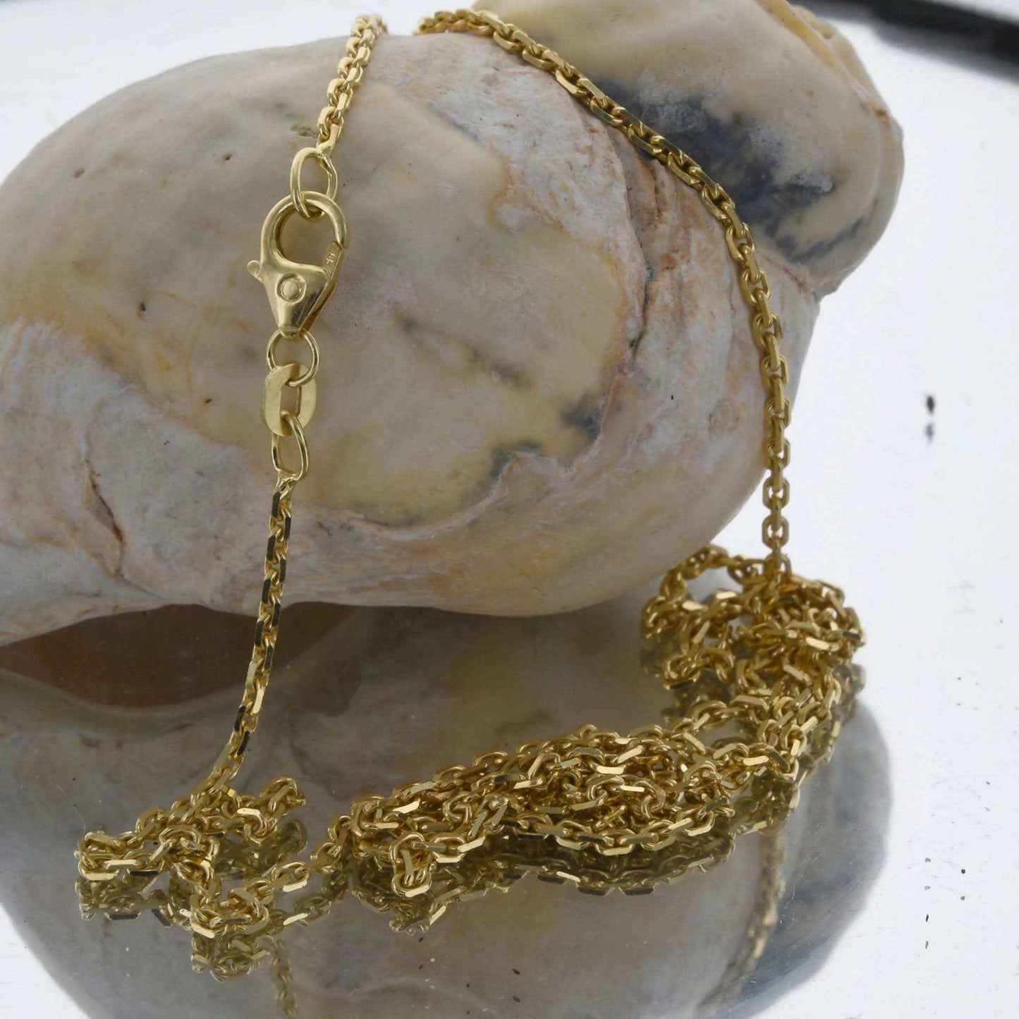 Ankerkette diamantiert Halskette Breite 1,8 mm - 585 - 14 Karat Gold