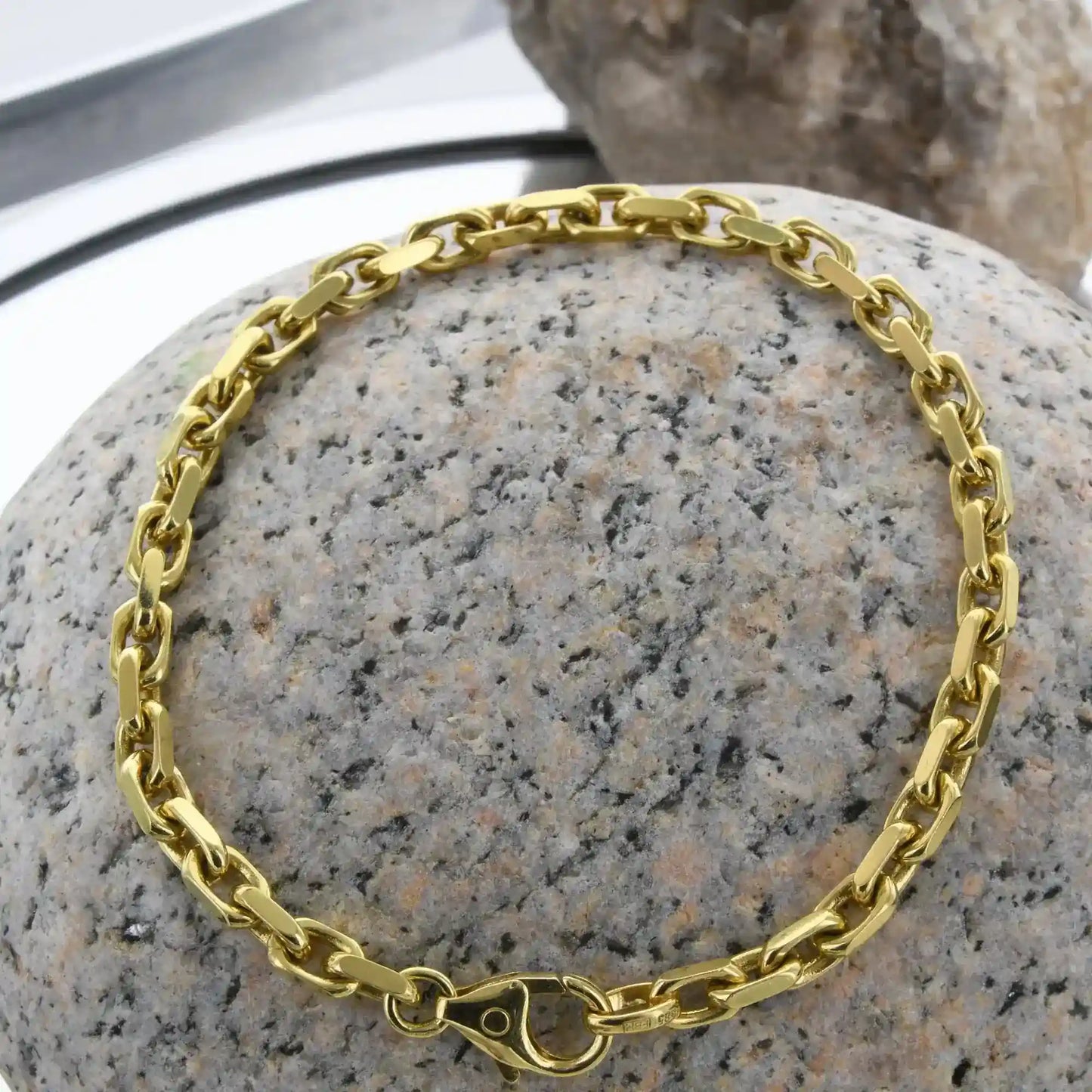 Ankerkette diamantiert Länge 21cm - Breite 3,8mm - 585-14 Karat Gold
