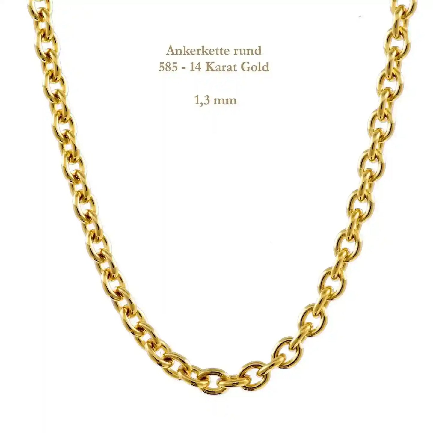 Ankerkette rund Halskette 585 - 14 Karat Gold Auswahl