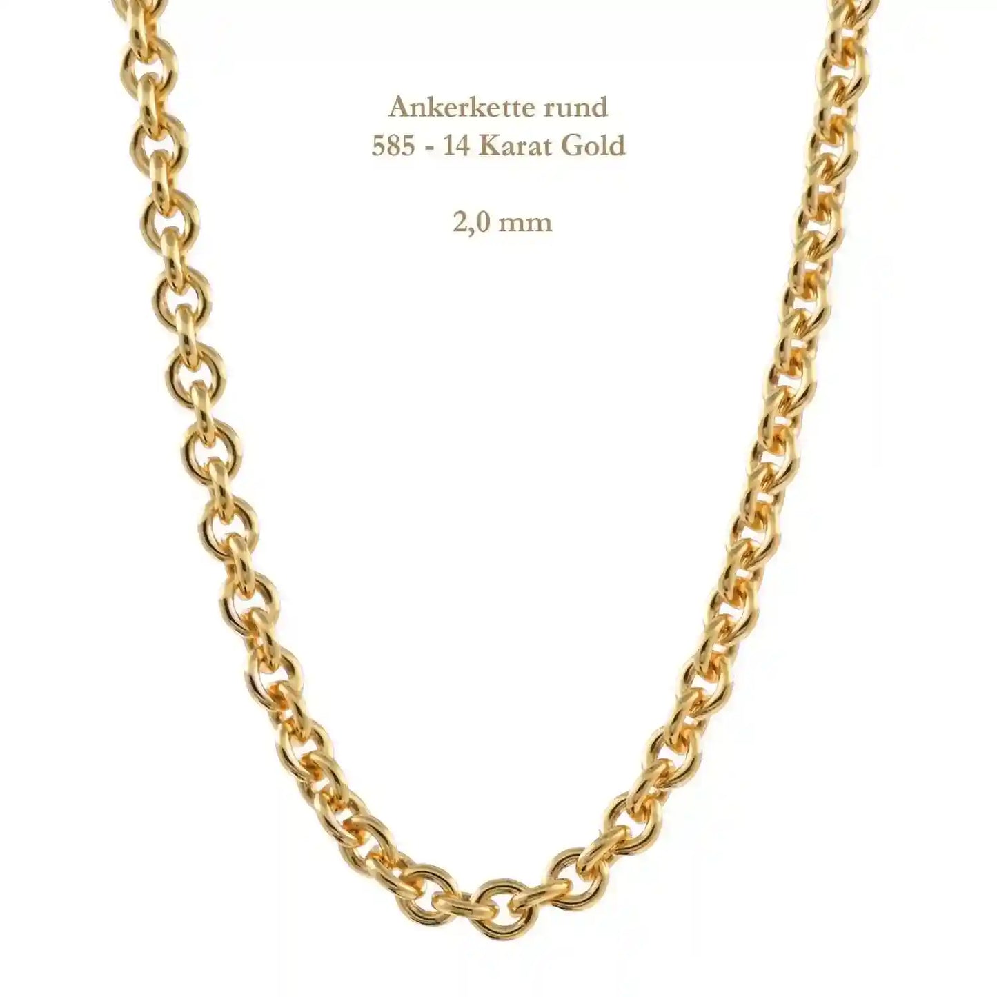 Ankerkette rund Halskette 585 - 14 Karat Gold Auswahl