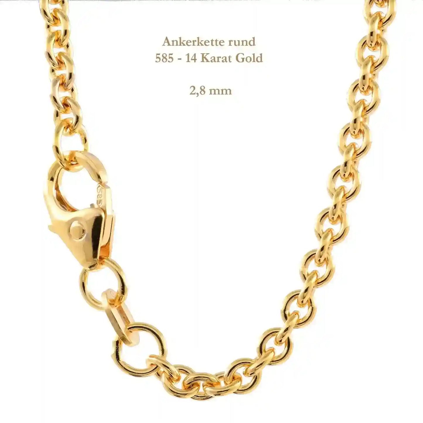 Ankerkette rund Halskette 585 - 14 Karat Gold Auswahl