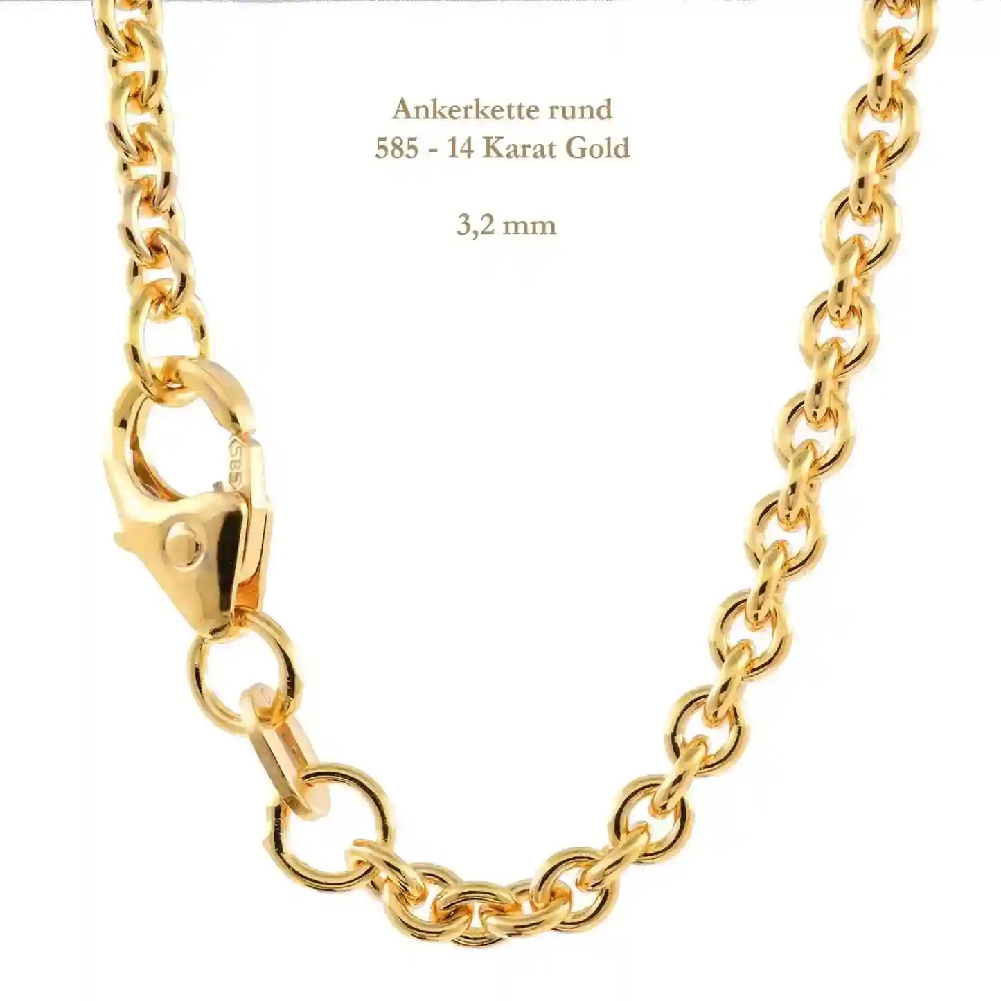 Ankerkette rund Halskette 585 - 14 Karat Gold Auswahl