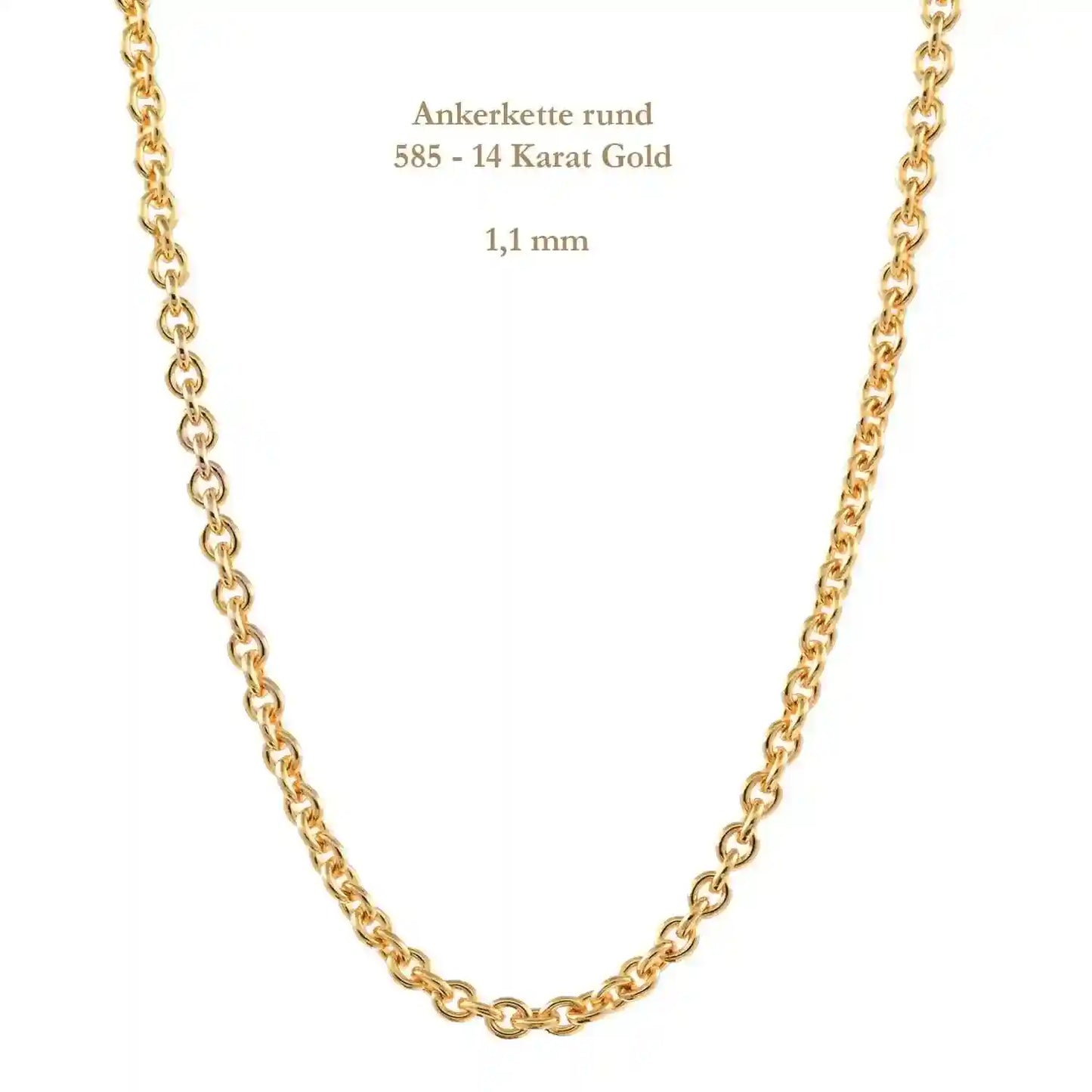 Ankerkette rund Halskette 585 - 14 Karat Gold Auswahl