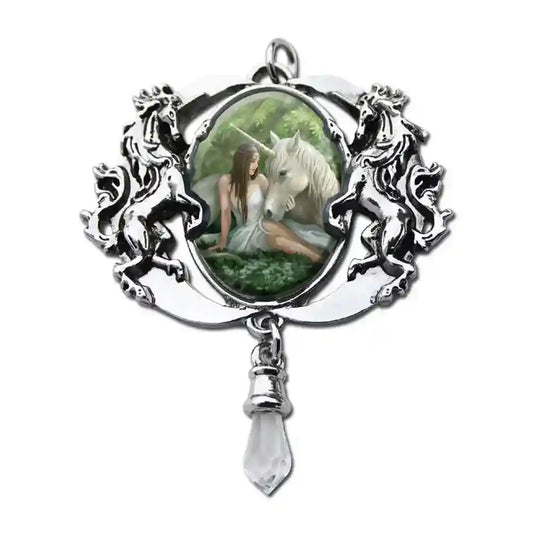 Anne Stokes Anhänger Reines Herz Cabochon Schmuck Fantasy Einhorn Elfe Unicorn