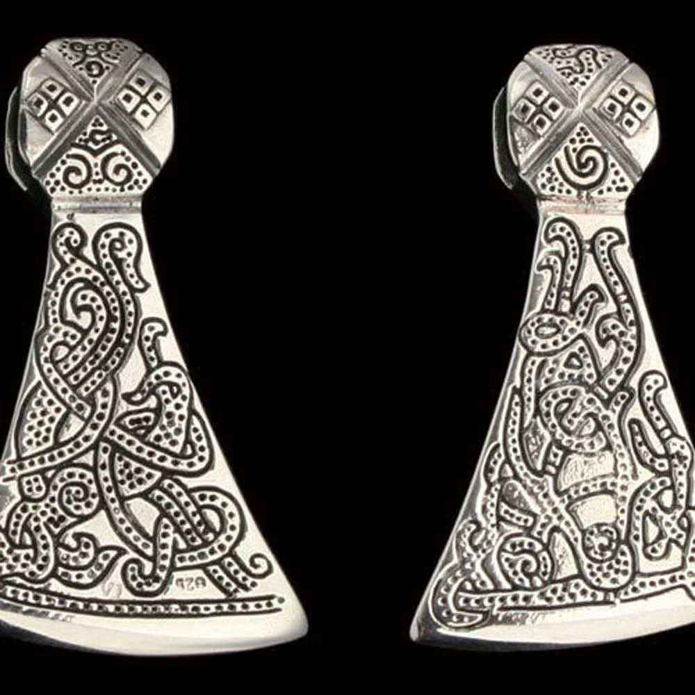 Axtblatt Schmuck Anhänger 925er Silber - Axt , Wikinger - 30x55mm gross Beil