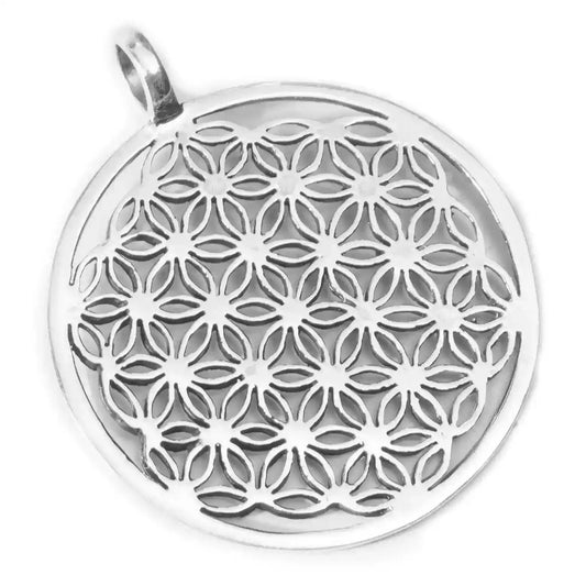 Blume des Lebens Anhänger 925 Silber Flower of Life groß - Blume des Lebens - 46x38mm