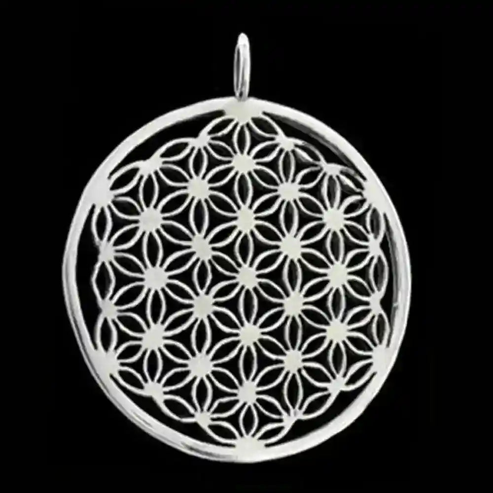 Blume des Lebens Anhänger 925 Silber Flower of Life groß - Blume des Lebens - 46x38mm