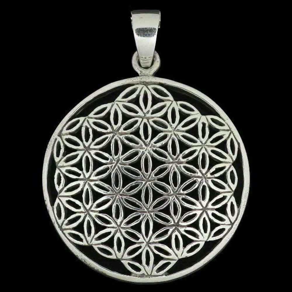 Blume des Lebens Anhänger 925 Silber mit ohne Erbskette oder Lederband