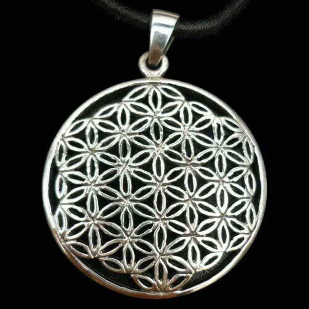 Blume des Lebens Anhänger 925 Silber mit ohne Erbskette oder Lederband