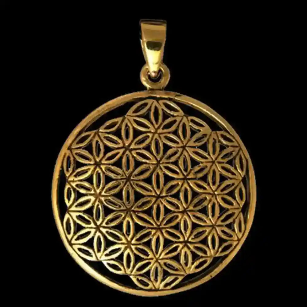 Bronzeanhänger Die Blume des Lebens Schmuck - Blume des Lebens - 36x26mm