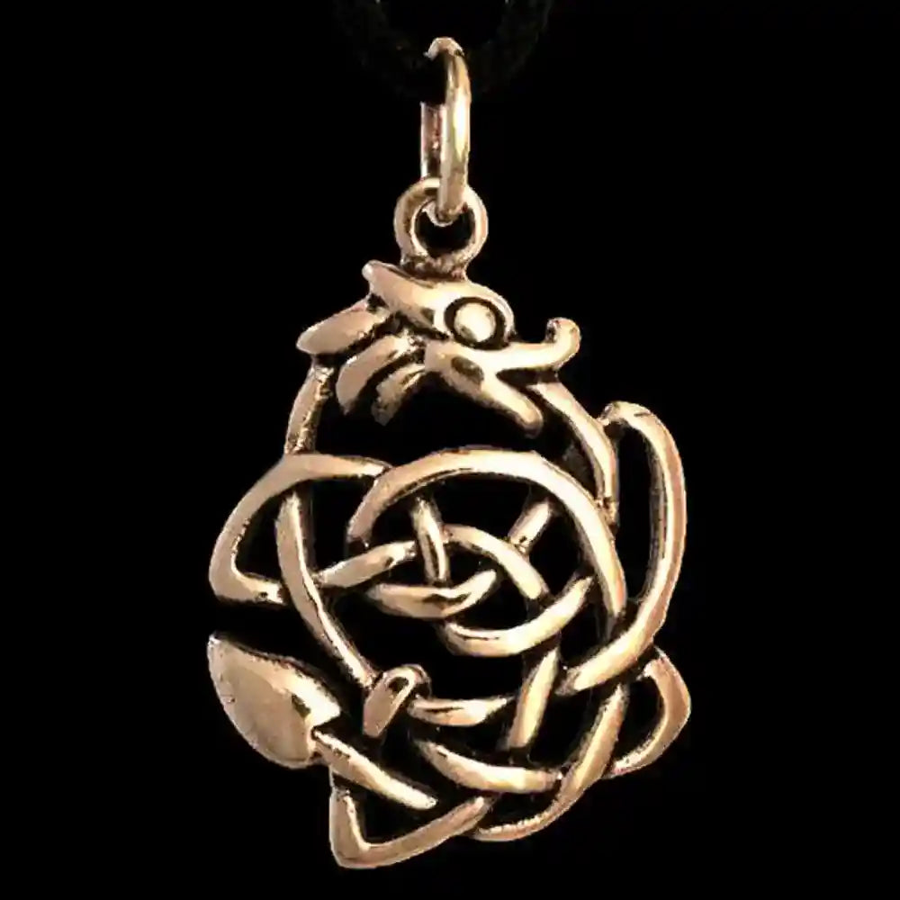 Bronzeanhänger Glücksdrache Dagan Schmuck - Drachen , Keltische Knoten - 29x17mm